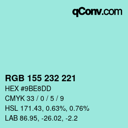 Color code: RGB 155 232 221 | qconv.com