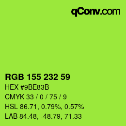 Color code: RGB 155 232 59 | qconv.com