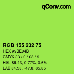 颜色代码: RGB 155 232 75 | qconv.com