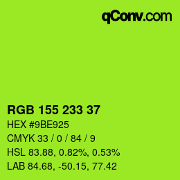 颜色代码: RGB 155 233 37 | qconv.com