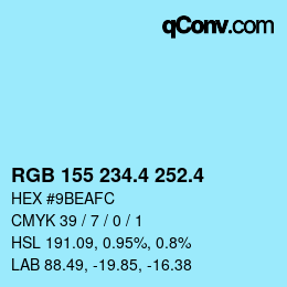 カラーコード: RGB 155 234.4 252.4 | qconv.com
