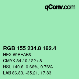 カラーコード: RGB 155 234.8 182.4 | qconv.com