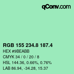 カラーコード: RGB 155 234.8 187.4 | qconv.com