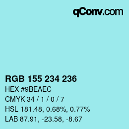 Color code: RGB 155 234 236 | qconv.com