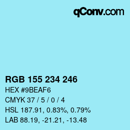 Farbcode: RGB 155 234 246 | qconv.com