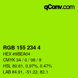 カラーコード: RGB 155 234 4 | qconv.com