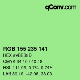 Color code: RGB 155 235 141 | qconv.com