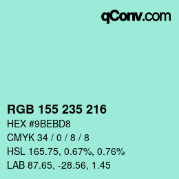 Color code: RGB 155 235 216 | qconv.com