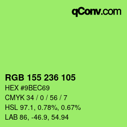 Color code: RGB 155 236 105 | qconv.com