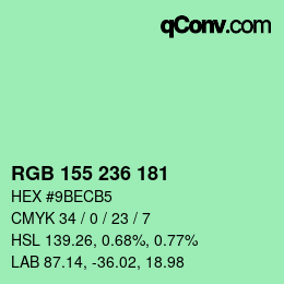 カラーコード: RGB 155 236 181 | qconv.com