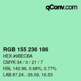 カラーコード: RGB 155 236 186 | qconv.com