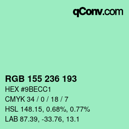 Color code: RGB 155 236 193 | qconv.com