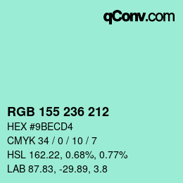 Color code: RGB 155 236 212 | qconv.com