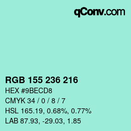 Color code: RGB 155 236 216 | qconv.com