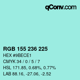 Color code: RGB 155 236 225 | qconv.com