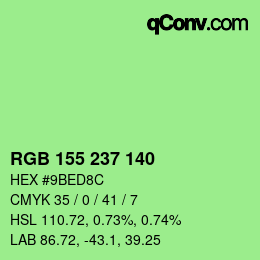 颜色代码: RGB 155 237 140 | qconv.com
