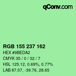 Color code: RGB 155 237 162 | qconv.com