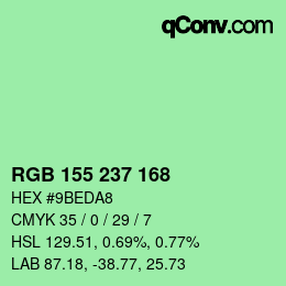 カラーコード: RGB 155 237 168 | qconv.com
