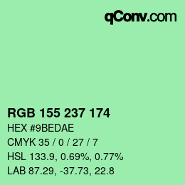 Color code: RGB 155 237 174 | qconv.com