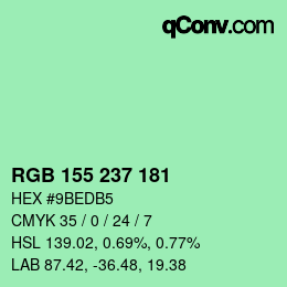 カラーコード: RGB 155 237 181 | qconv.com