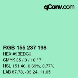 Color code: RGB 155 237 198 | qconv.com