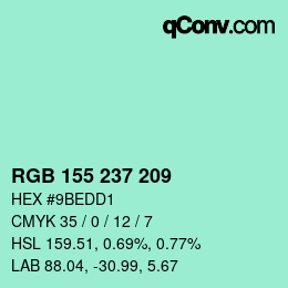 Color code: RGB 155 237 209 | qconv.com