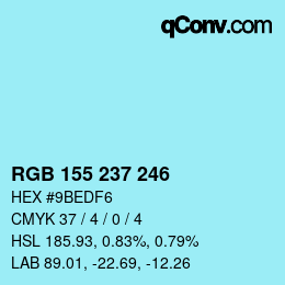Color code: RGB 155 237 246 | qconv.com