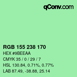 颜色代码: RGB 155 238 170 | qconv.com