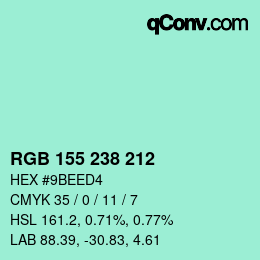 Color code: RGB 155 238 212 | qconv.com