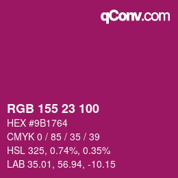 Farbcode: RGB 155 23 100 | qconv.com