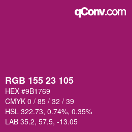 カラーコード: RGB 155 23 105 | qconv.com