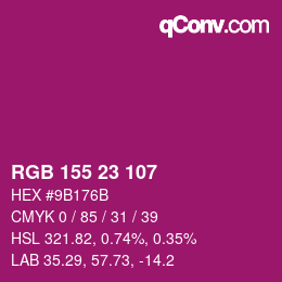 カラーコード: RGB 155 23 107 | qconv.com