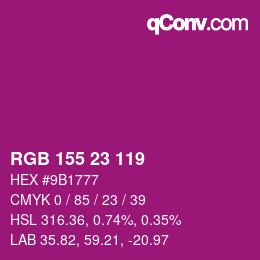 カラーコード: RGB 155 23 119 | qconv.com