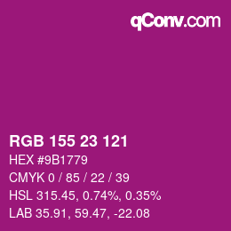 カラーコード: RGB 155 23 121 | qconv.com