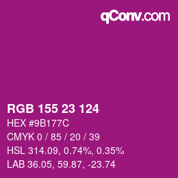 Color code: RGB 155 23 124 | qconv.com