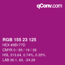 カラーコード: RGB 155 23 125 | qconv.com