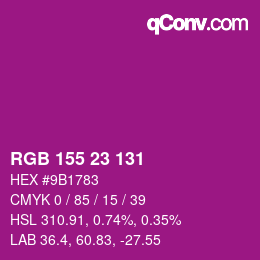 Color code: RGB 155 23 131 | qconv.com