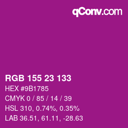 カラーコード: RGB 155 23 133 | qconv.com