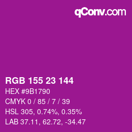 Código de color: RGB 155 23 144 | qconv.com