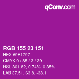 Color code: RGB 155 23 151 | qconv.com