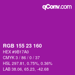 カラーコード: RGB 155 23 160 | qconv.com