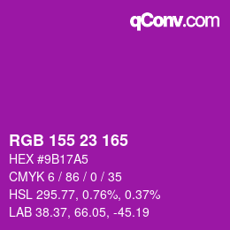 Color code: RGB 155 23 165 | qconv.com