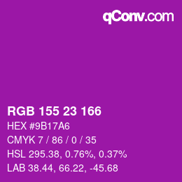 カラーコード: RGB 155 23 166 | qconv.com