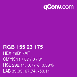 カラーコード: RGB 155 23 175 | qconv.com