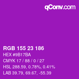 カラーコード: RGB 155 23 186 | qconv.com