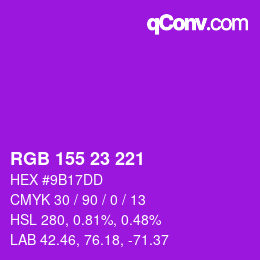 Color code: RGB 155 23 221 | qconv.com