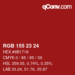 Color code: RGB 155 23 24 | qconv.com