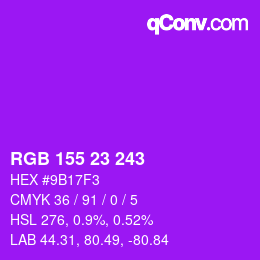 Color code: RGB 155 23 243 | qconv.com