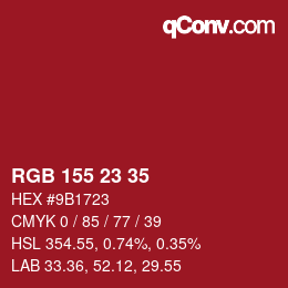 カラーコード: RGB 155 23 35 | qconv.com