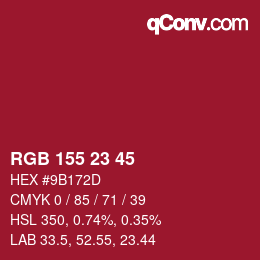 Color code: RGB 155 23 45 | qconv.com